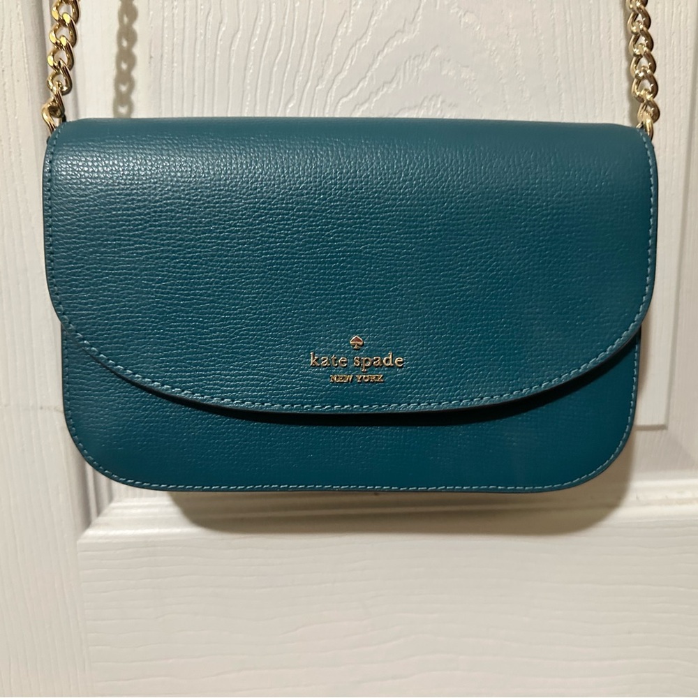 Kate Spade Dark Teal Crossbody Bag with Gold Accents